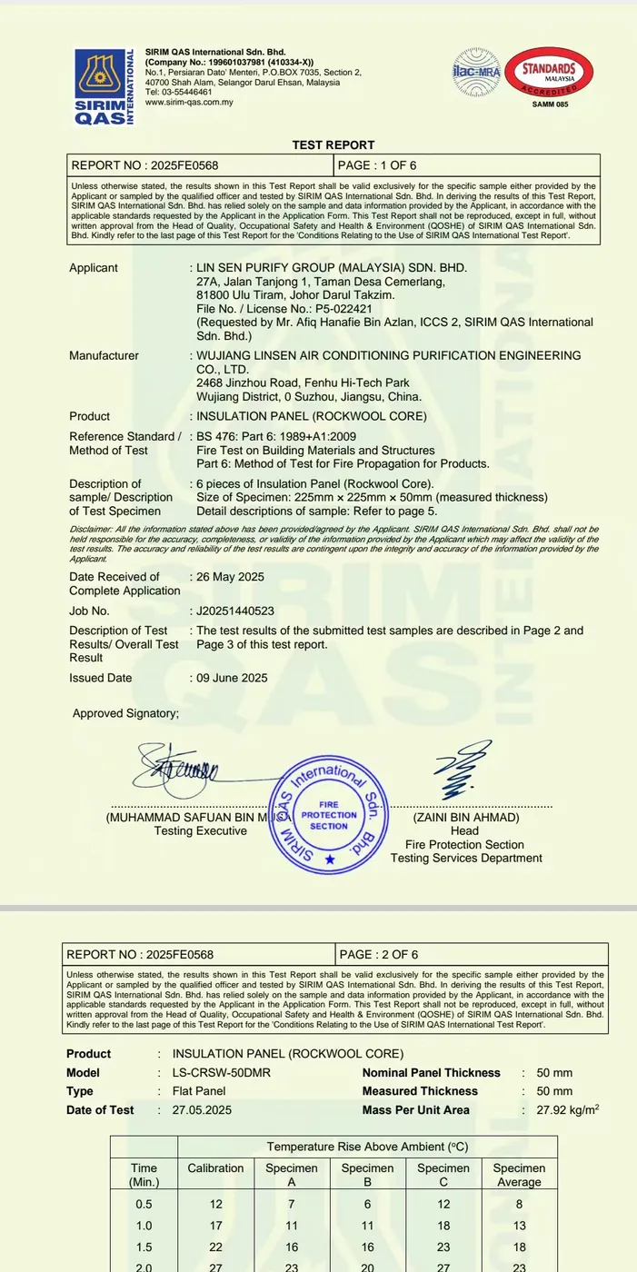 SIRIM QAS test report document