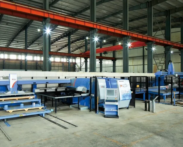 Factory floor with sheet-processing machinery