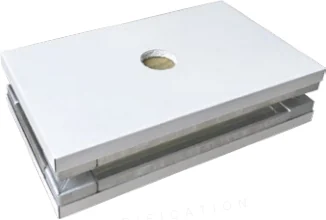 Cutaway illustration of a rock wool panel with MgO layers on both sides